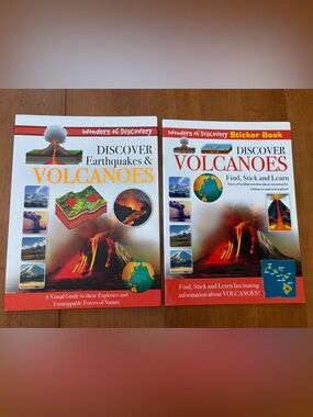 (2/$40) Discover Volcanoes & Earthquakes Information and Sticker Books